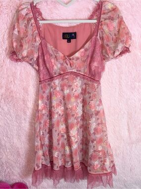 Delia's pink floral babydoll dress
